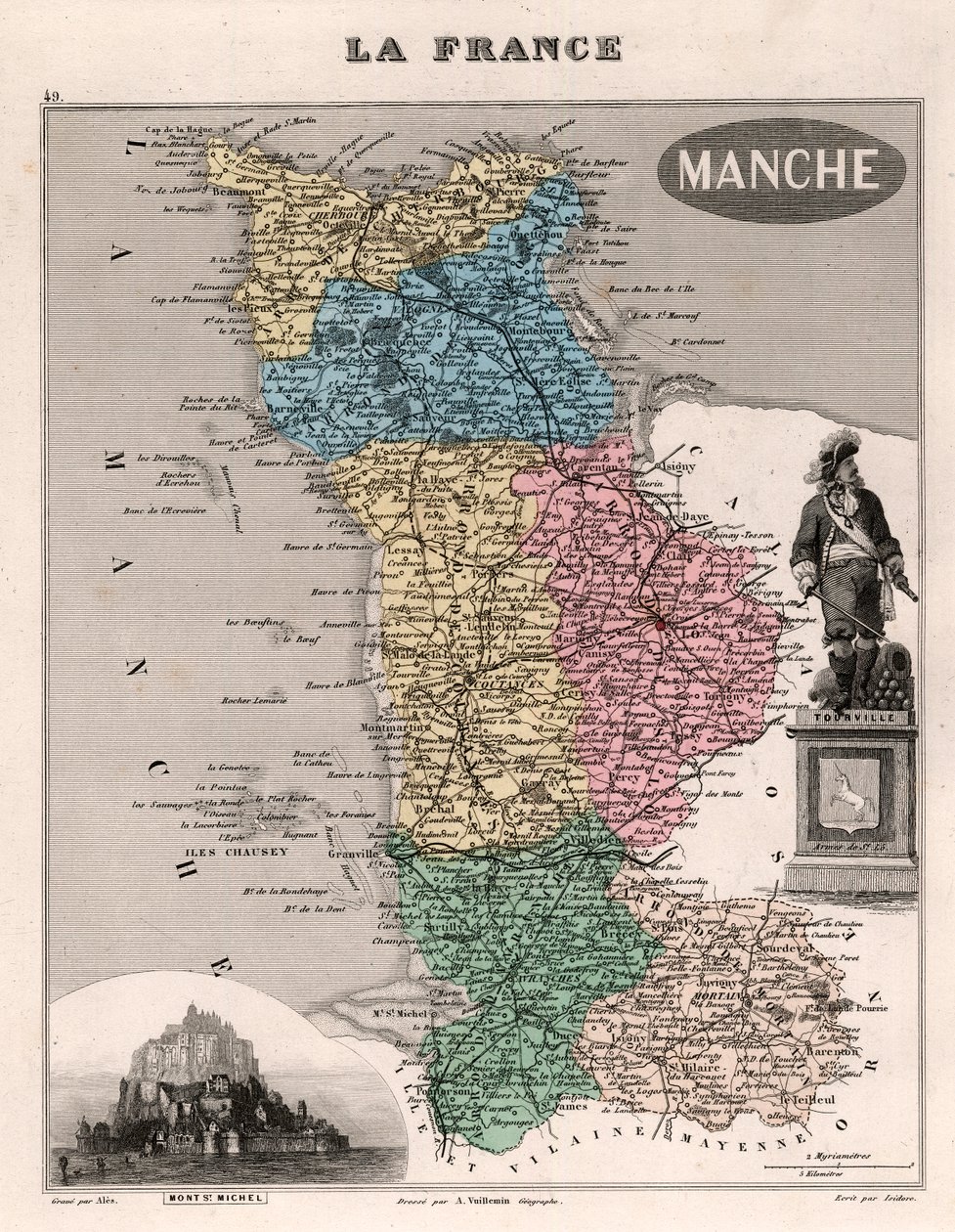 Mapa regionu Dolna Normandia we Francji (lito) autorstwa School French