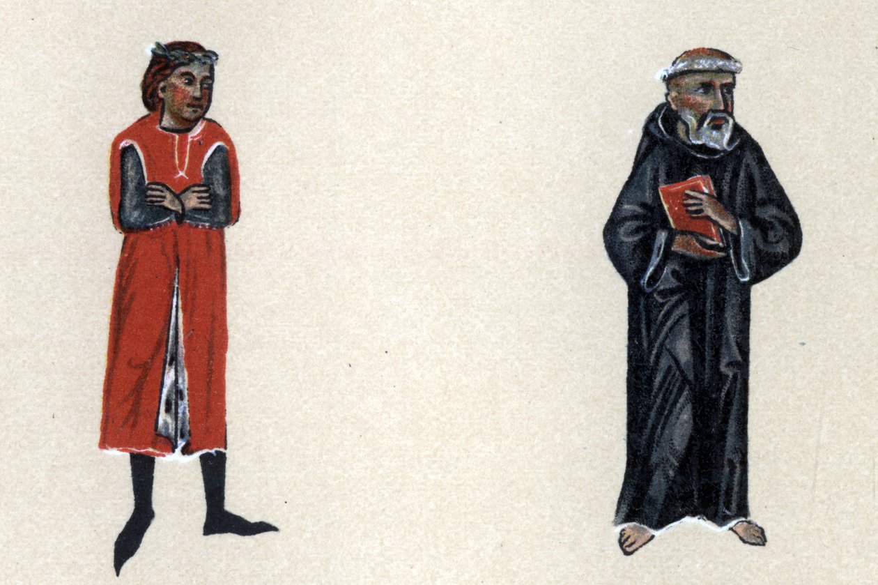 Marcabru, trubadur średniowiecza, ilustracja z "Histoire de la Literature Francaise" Hermanna Suchiera. autorstwa School French