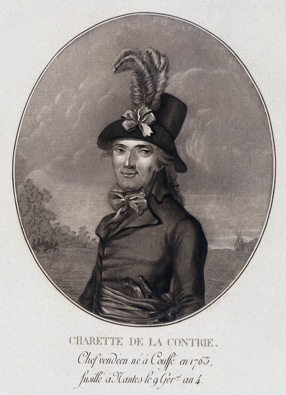 Medalion portret Francois Athanase (Francois-Athanase) Charette de la Contrie, wódz Wandei autorstwa School French