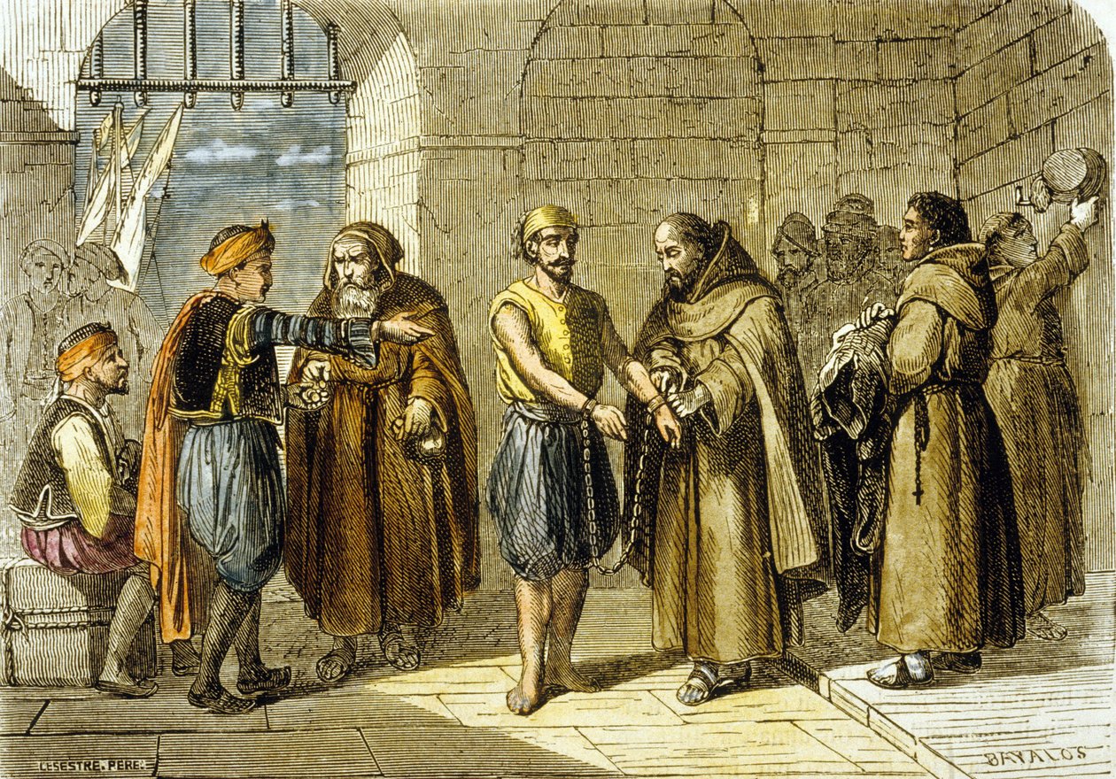 Miguel de Cervantes uratowany przez Ojców Odkupienia autorstwa School French