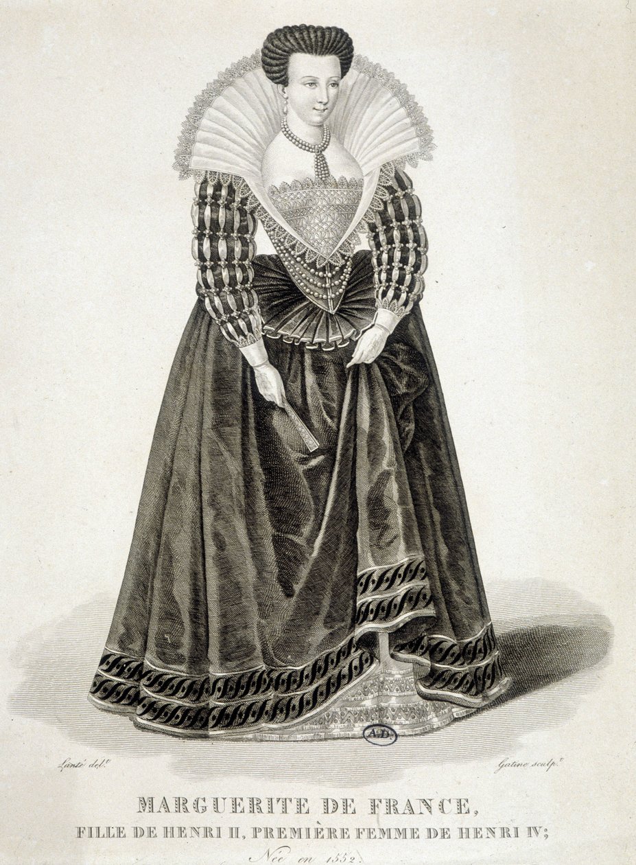 Portret Małgorzaty de Valois, znanej jako królowa Margot (1553-1615), królowej Nawarry, pierwszej żony Henryka IV. autorstwa School French