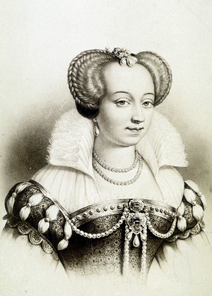 Portret Małgorzaty Valois, znanej jako królowa Margot (1553-1615), królowej Nawarry, pierwszej żony Henryka IV. autorstwa School French