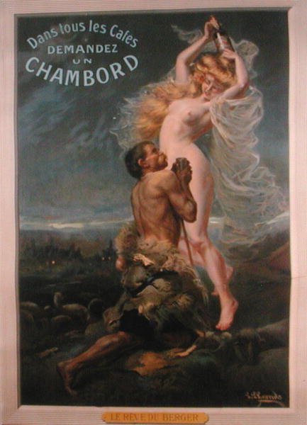 Plakat reklamujący francuski aperitif „Chambord” (kolor lito) autorstwa School French
