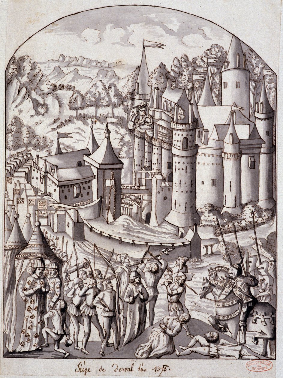 Oblężenie Derval (Bretania) w roku 1375. autorstwa School French