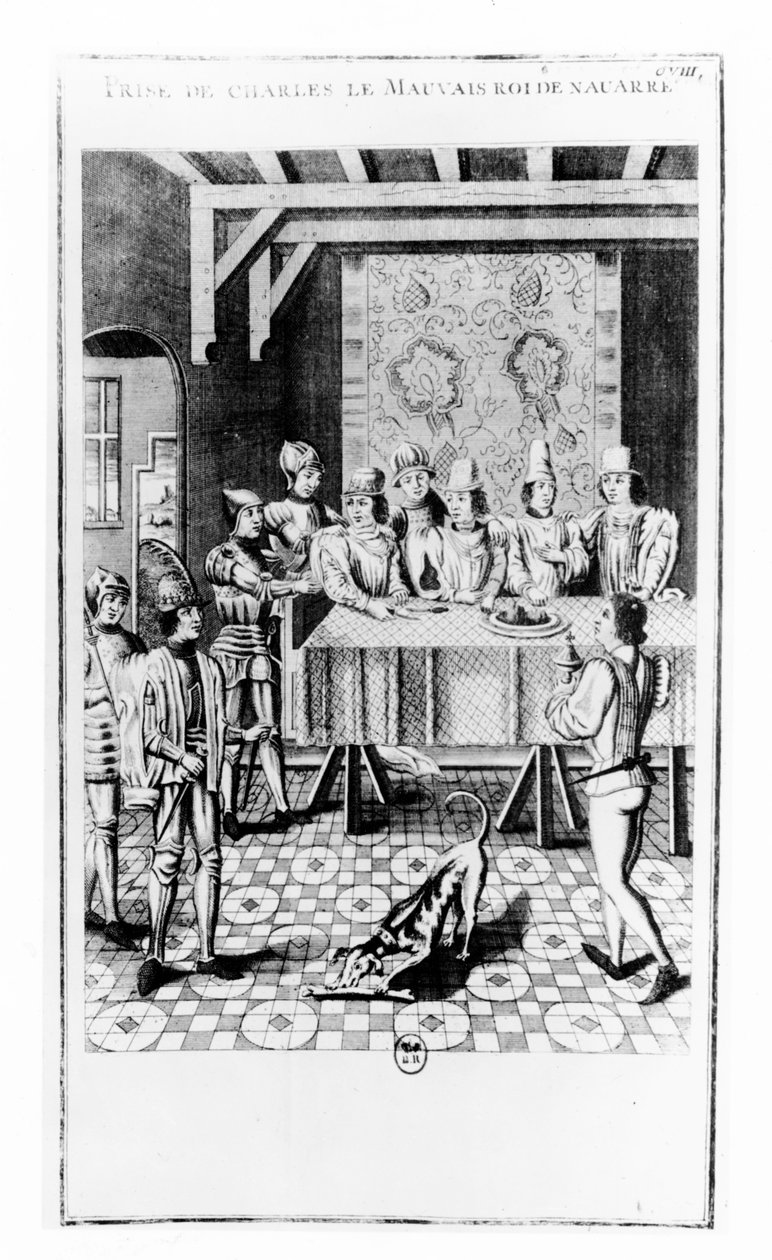 Aresztowanie króla Nawarry Karola II Złego w 1356 r. (rycina) autorstwa School French