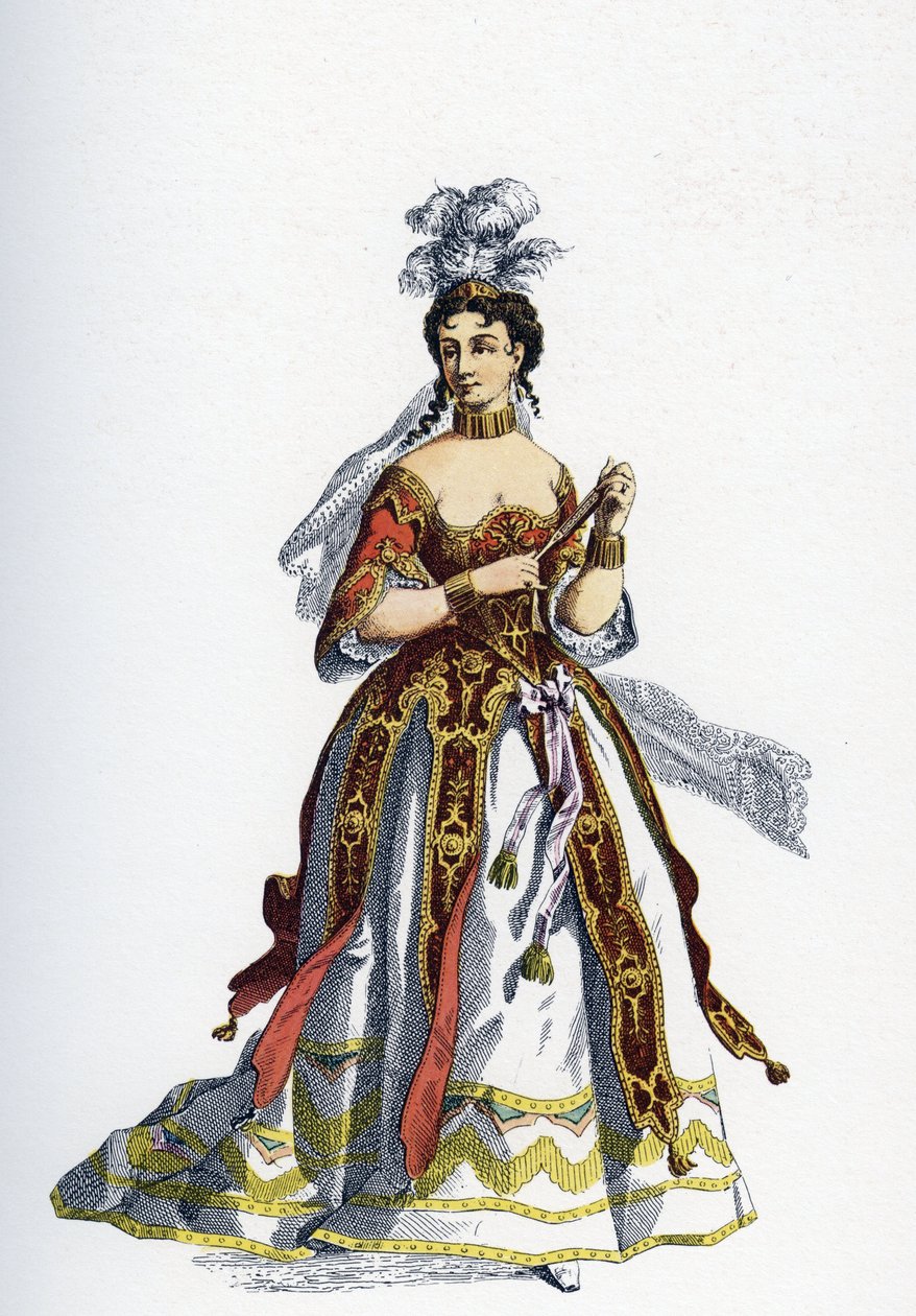 Księżniczka Elide - ilustracja do ukończonych dzieł autorstwa Moliere - autorstwa School French
