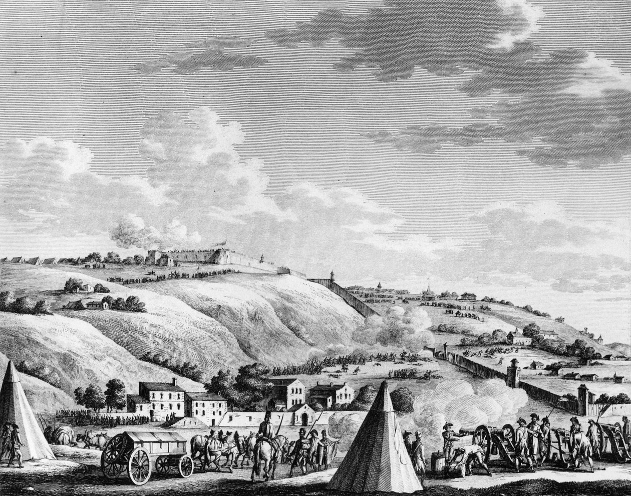 Wojna Rewolucji Francuskiej i ruchy przeciwko rewolucjonistom: Oblężenie i zdobycie miasta Lyonu przez francuską armię republikańską 9 października 1793 przeciwko wojskom rojalistów. Paryż, Biblioteka Instytutu Historii Rewolucji autorstwa School French