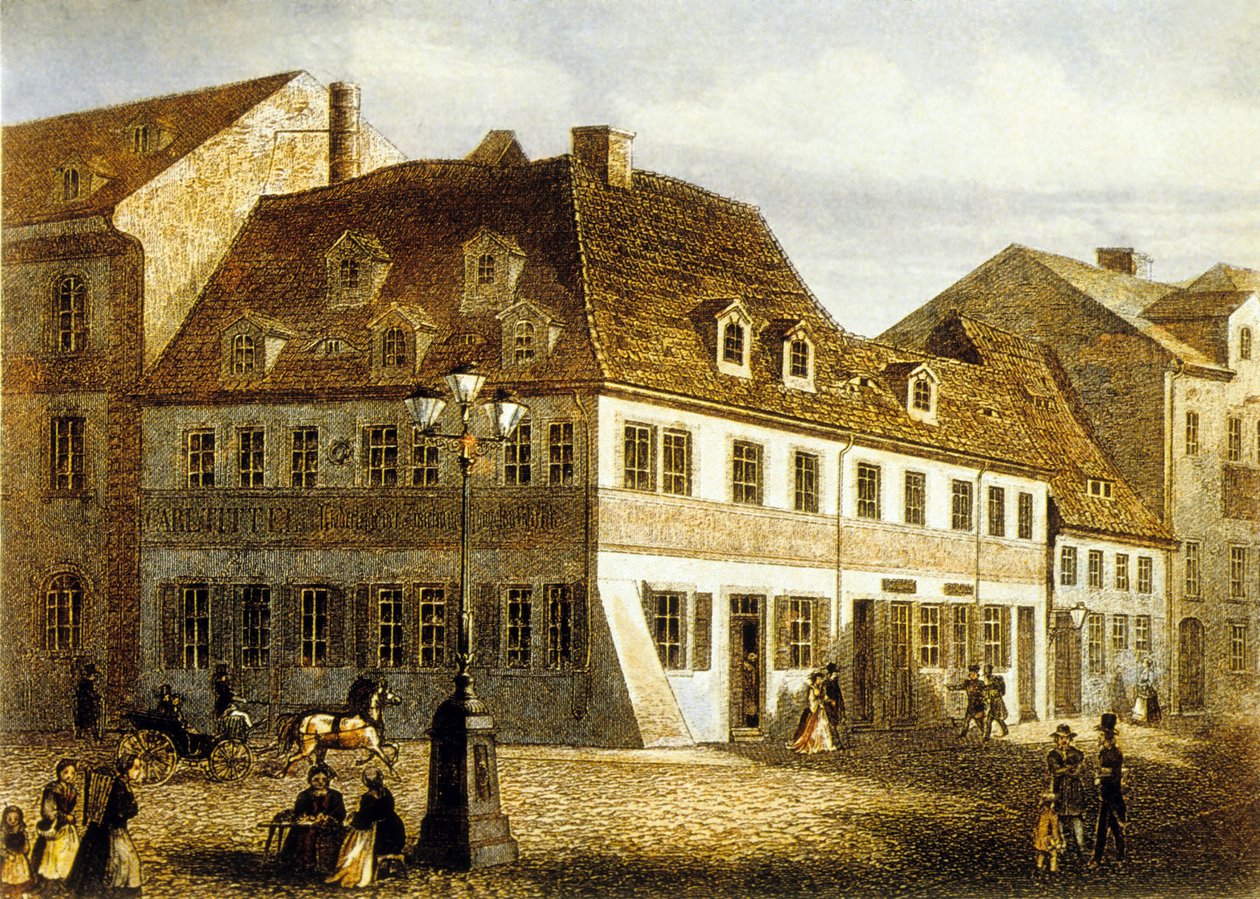Miejsce urodzenia kompozytora Roberta Schumanna w Zwickau w Saksonii (kolorowe grawerowanie) autorstwa School German
