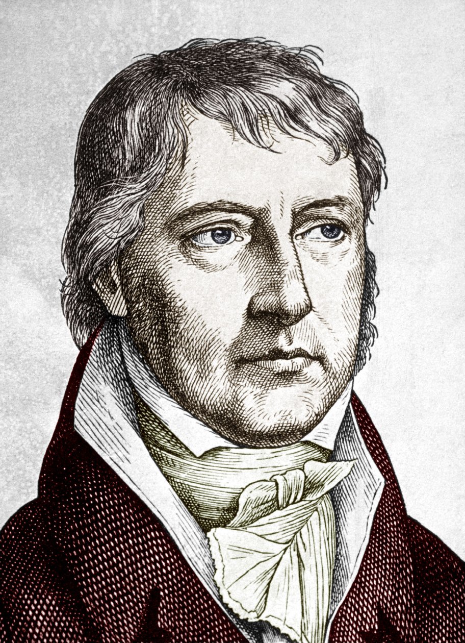 Georg Wilhelm Friedrich Hegel (grawerowanie kolorem) autorstwa School German