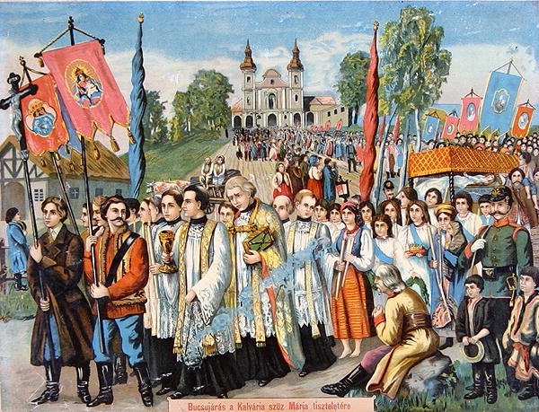 Pielgrzymka ku czci Marii Panny (kolor lito) autorstwa School Hungarian