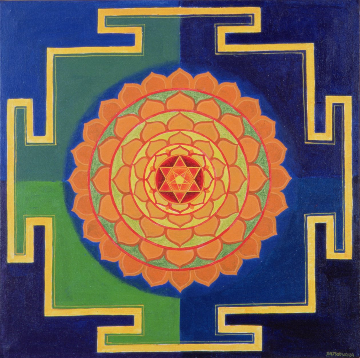 Rysunek Gayatri Yantra (pigment na płycie) autorstwa School Indian
