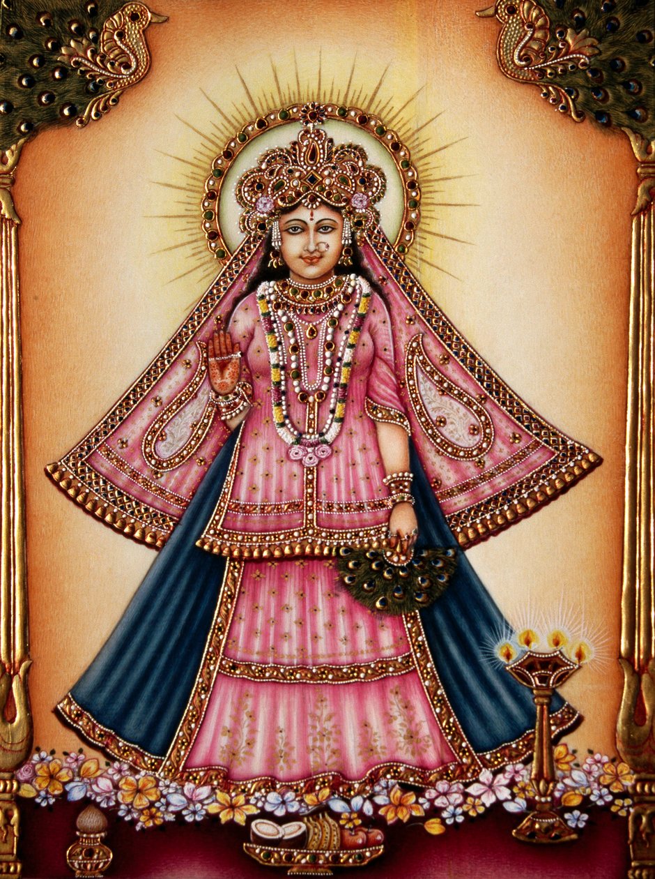 Bogini Radha miniaturowy obraz na kości słoniowej autorstwa School Indian