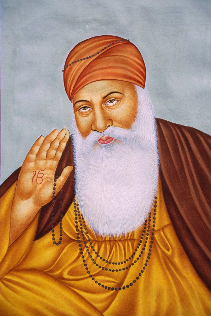 Miniaturowy obraz Lorda Guru Nanaka na papierze autorstwa School Indian