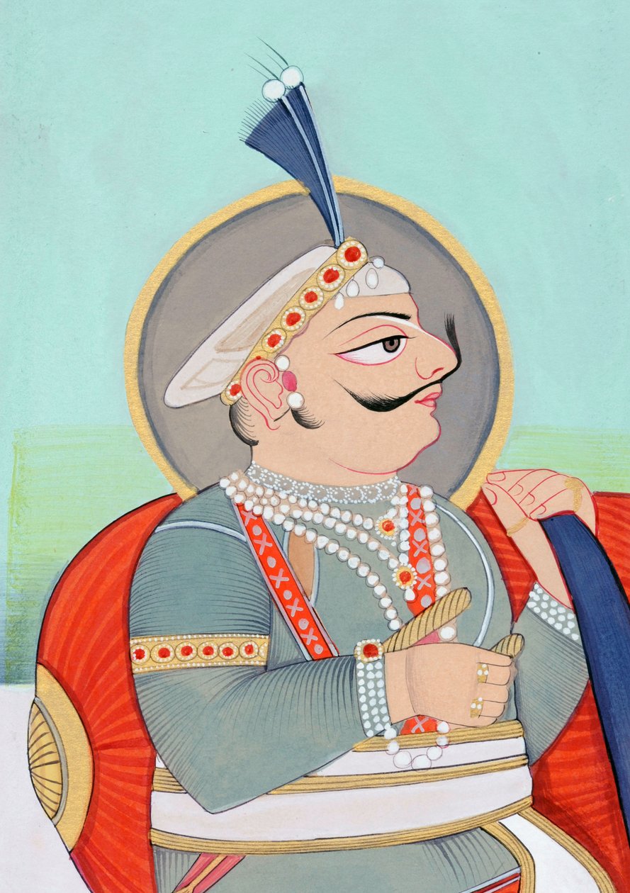 Miniatura przedstawiająca maharadżę Prithviraj Chauhan Ajmer autorstwa School Indian