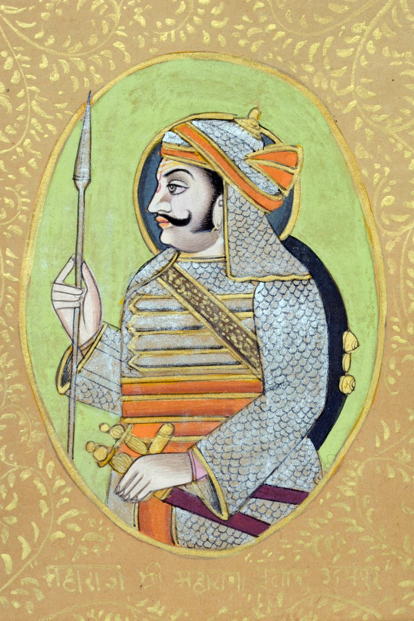 Miniatura przedstawiająca Maharanę Pratapa Singha autorstwa School Indian