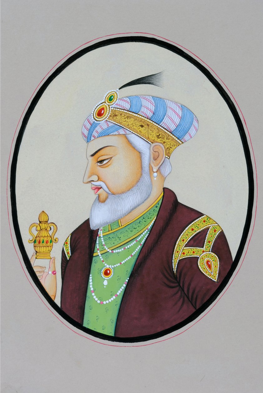 Miniatura przedstawiająca cesarza Mogołów Aurangzeba autorstwa School Indian