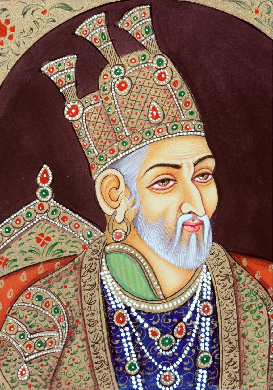 Miniatura przedstawiająca cesarza Mogołów Bahadura Shah Zafara autorstwa School Indian