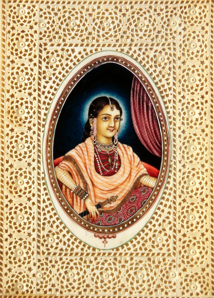 Miniaturowy obraz Mumtaz Mahal na kości słoniowej autorstwa School Indian