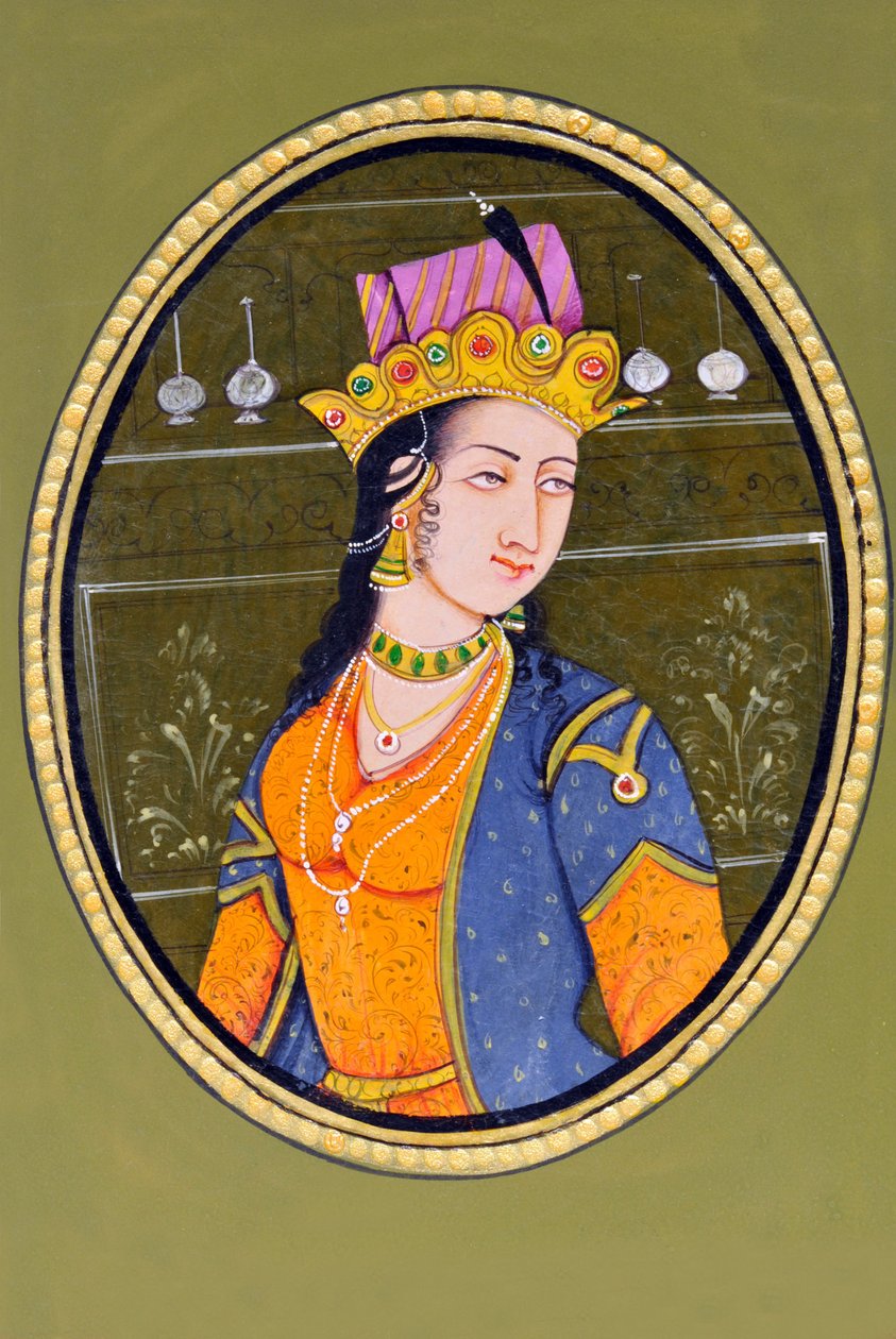 Miniaturowy obraz królowej Noorjahan Indie Azja autorstwa School Indian