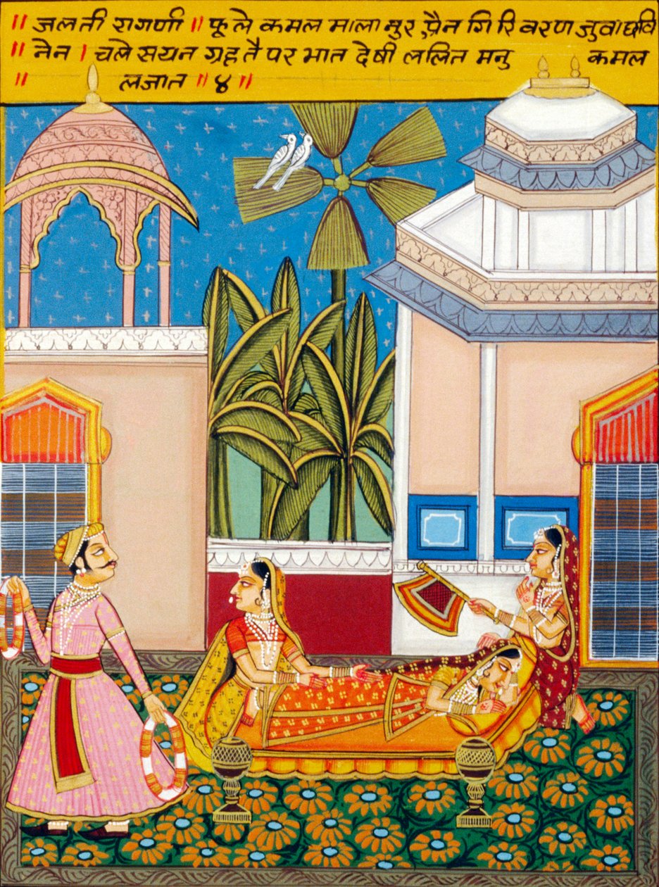 Miniatura na papierze, Ragini Jhalti, Szkoła Nathdwara autorstwa School Indian