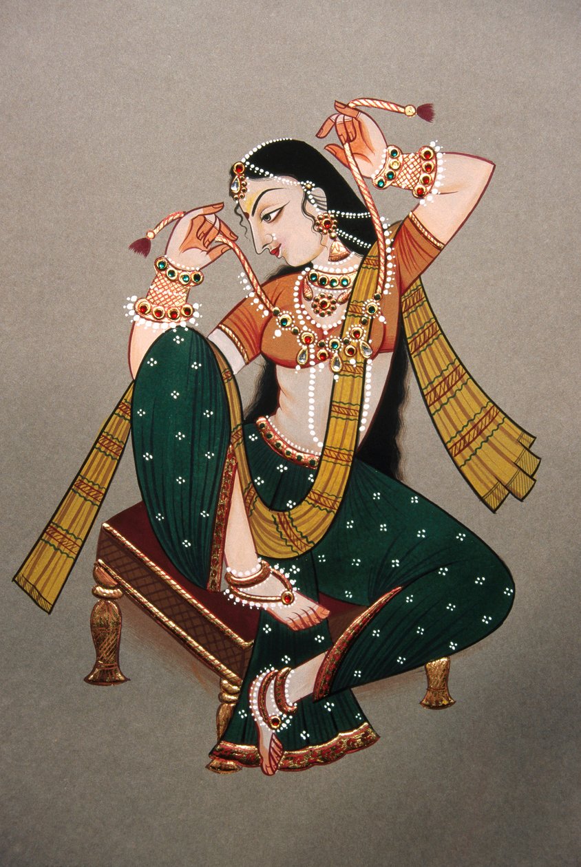 Miniatura malowana na papierze Rajasthani Lady autorstwa School Indian