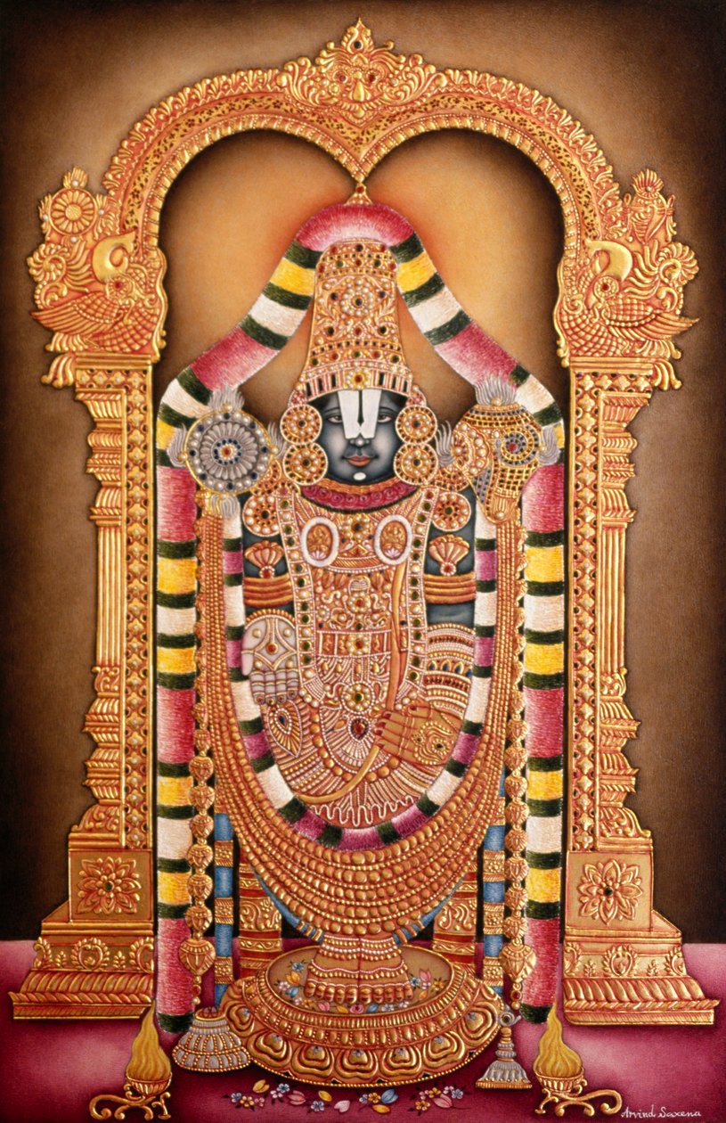 Miniatura na papierze przedstawiająca Tirupati Balaji autorstwa School Indian