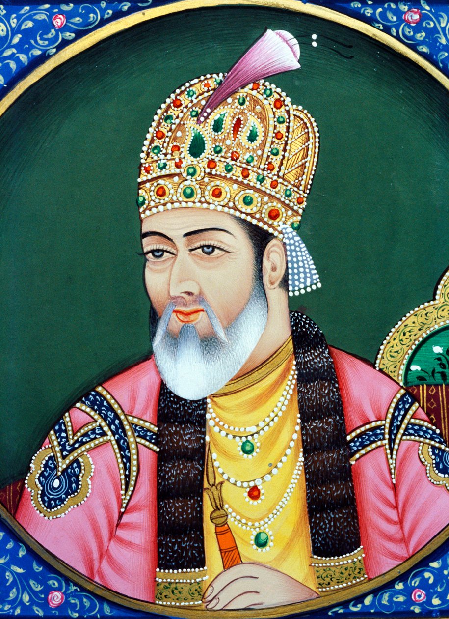Miniaturowy obraz na papierze cesarza Mogołów Shah Jahana autorstwa School Indian