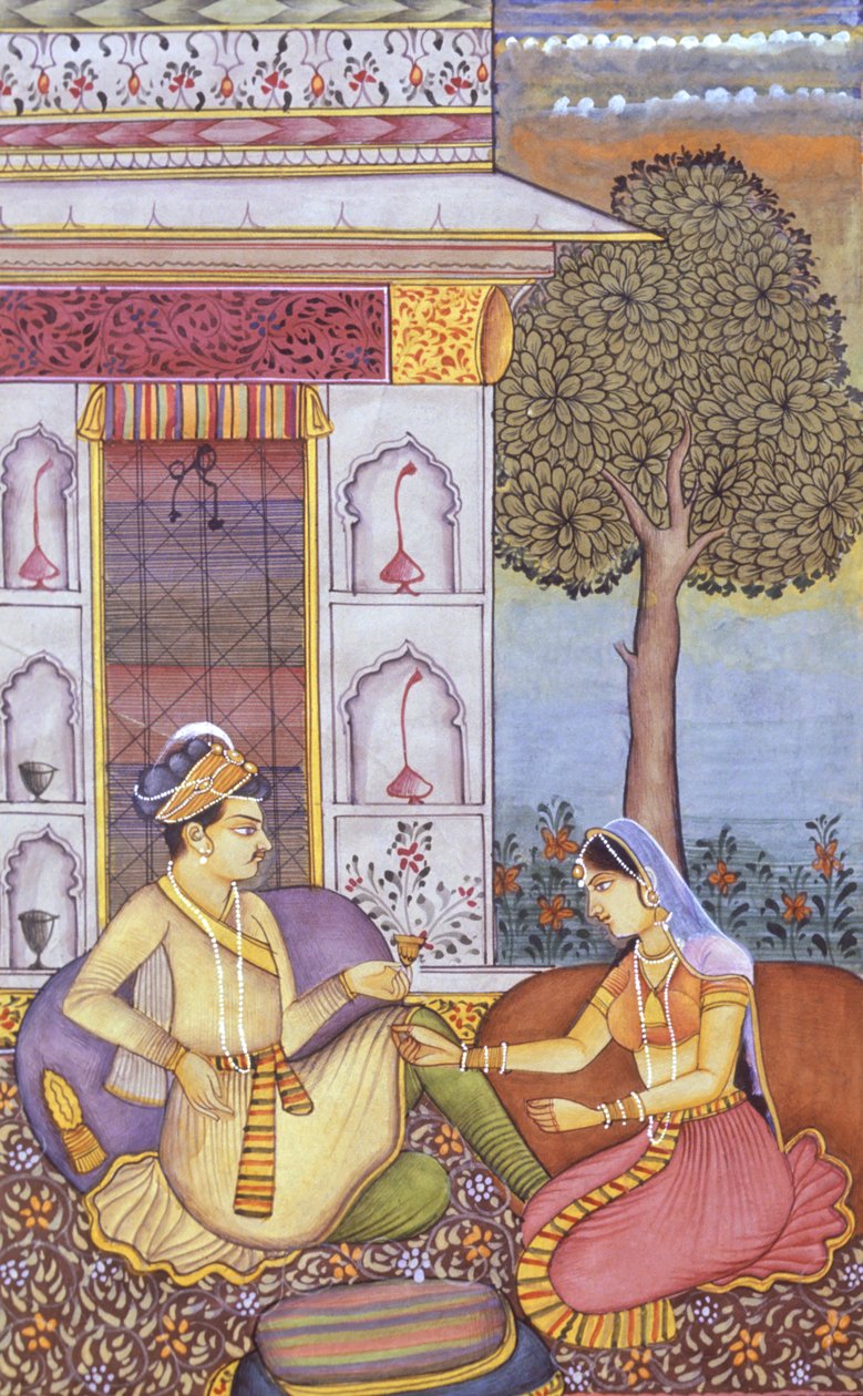 Miniaturowy obraz Mughal na papierze Królewski król pijący drinka autorstwa School Indian