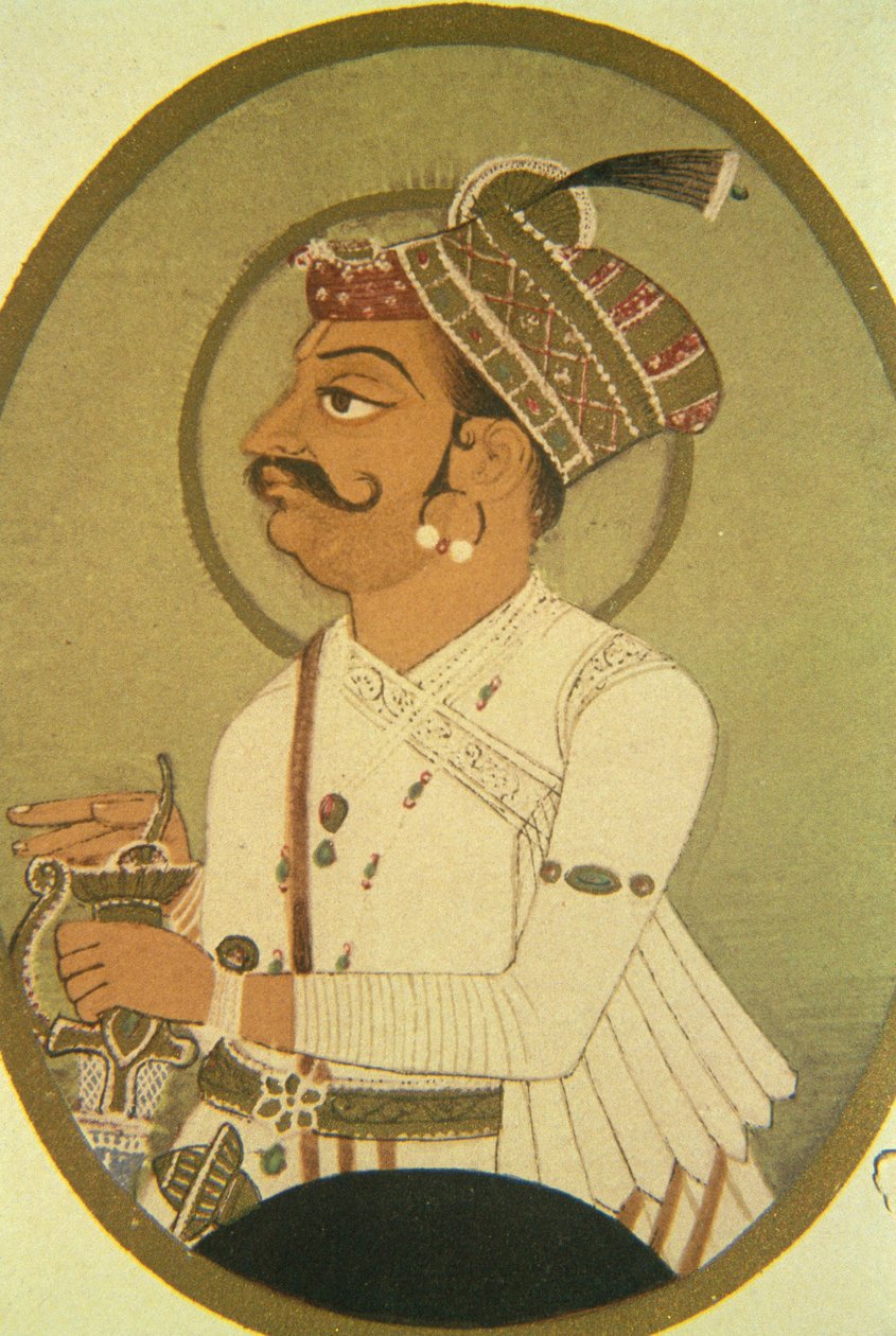 Malowidło władcy Rao Bikhaji, Bikaner, Radżastan, Indie autorstwa School Indian
