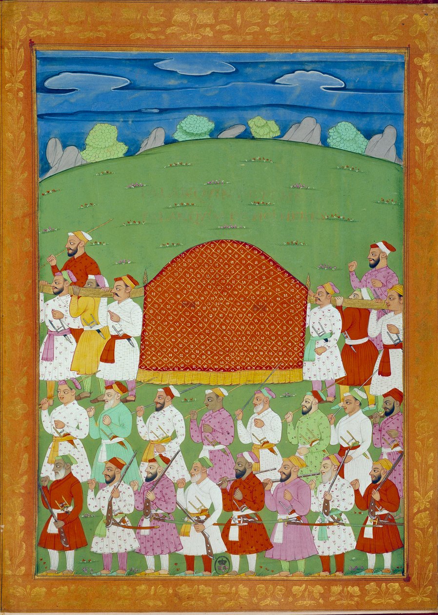 Palanquin konkubin sułtana, dwór szacha alema. Miniatury indyjskie i perskie w „Historii Indii od Tamertante do Orangreyb” Niccolo Manucci (1638-1717). BN, Paryż. autorstwa School Indian