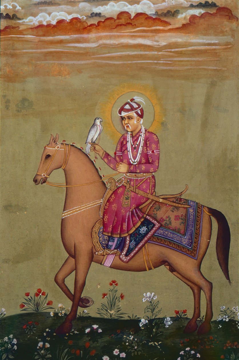 Portret cesarza Dżahangira (1569-1627) (gwasz na papierze) autorstwa School Indian