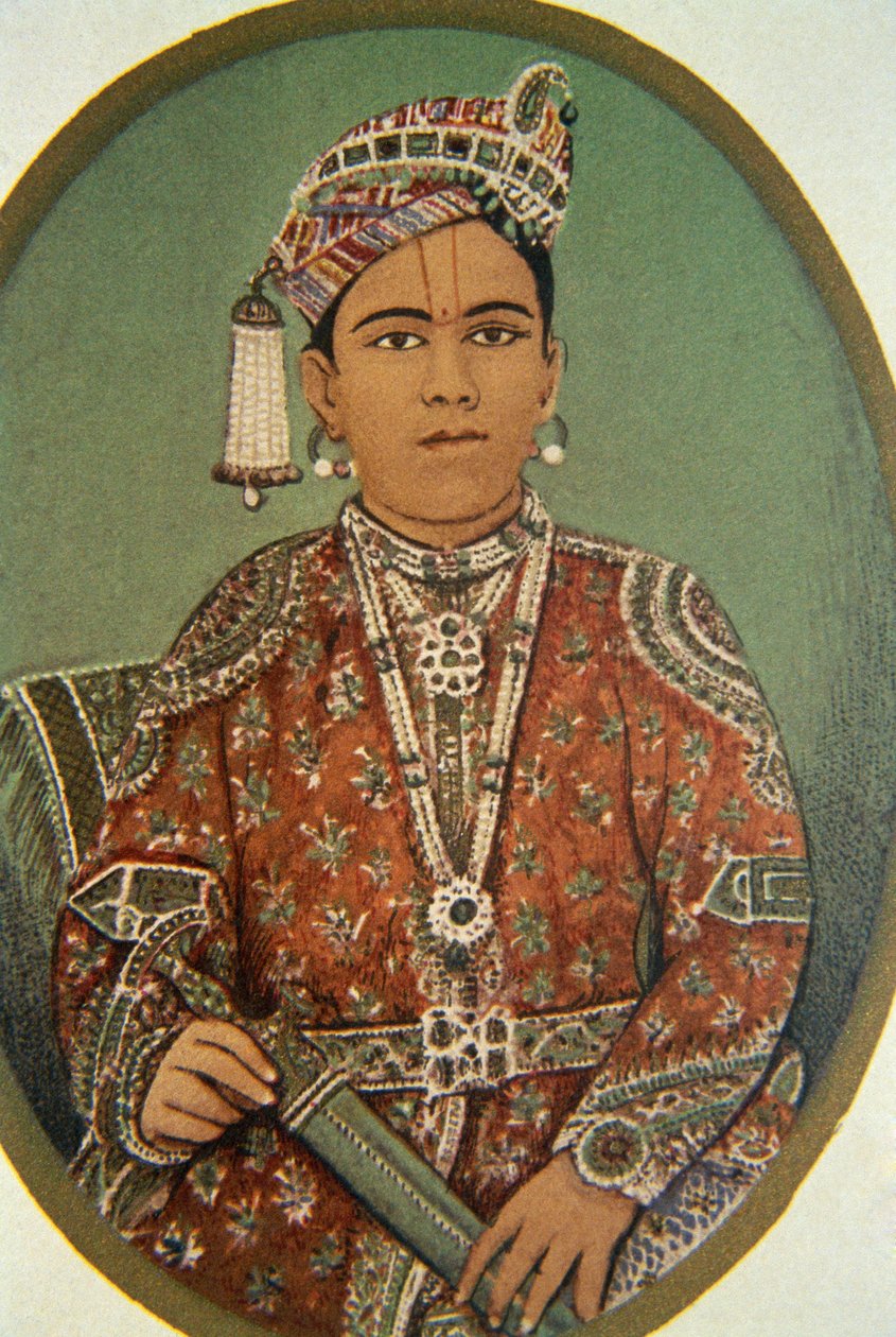 Portret maharadży Ganga Singha, Bikaner, Radżastan, Indie autorstwa School Indian