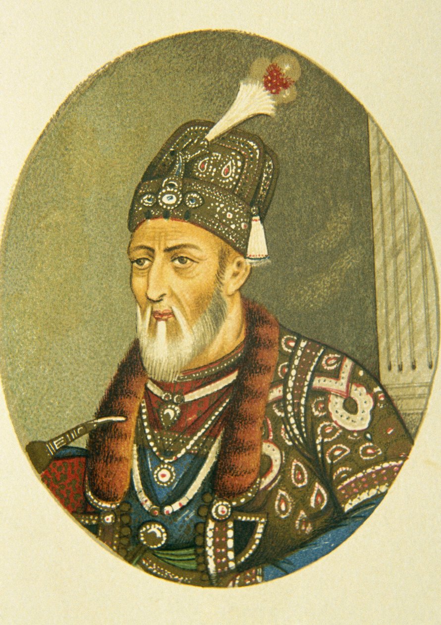 Portret cesarza Mogołów Bahadura Szacha Ii, Indie autorstwa School Indian
