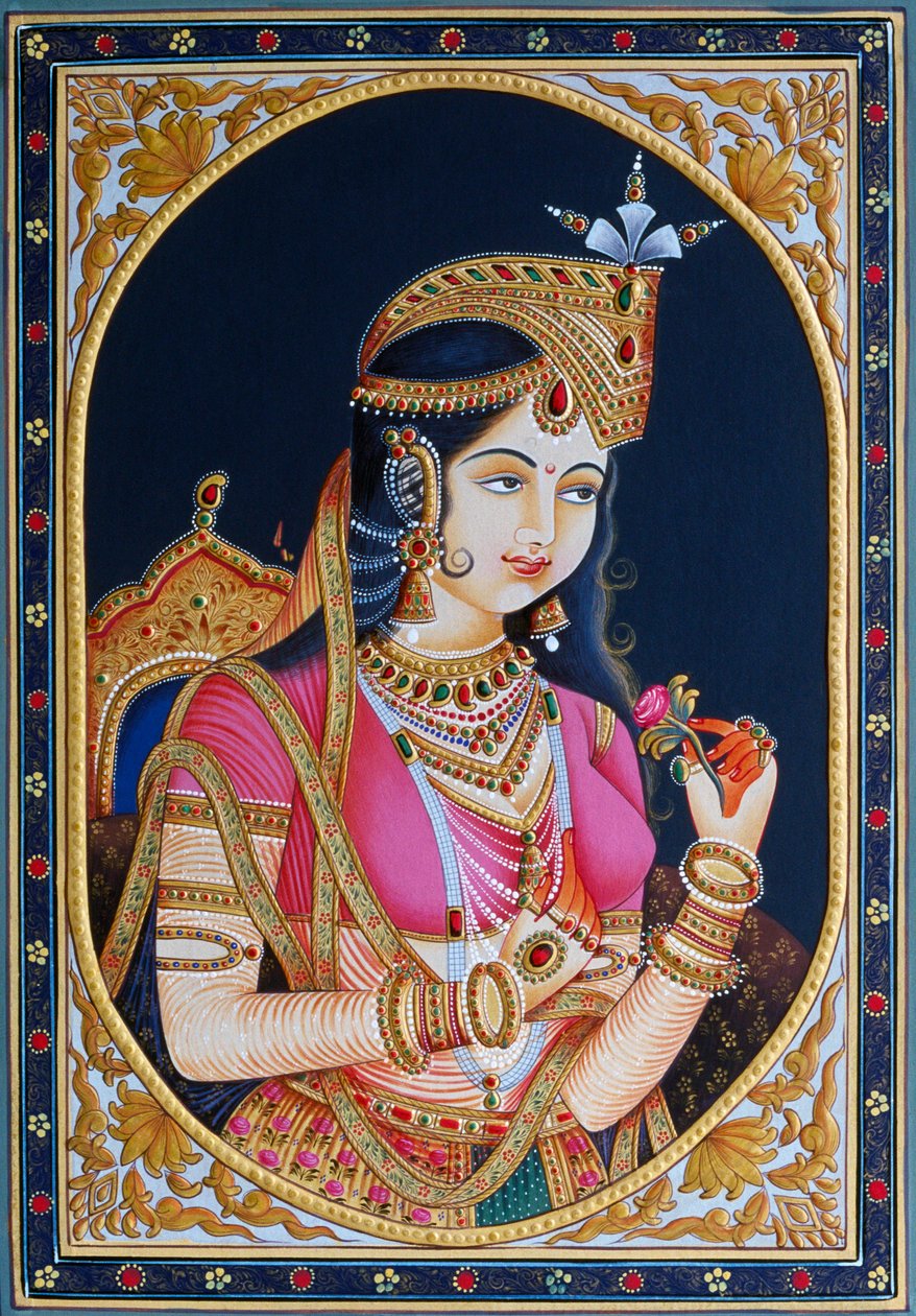 Portret Mumtaz Mahal na obrazie papierowym autorstwa School Indian