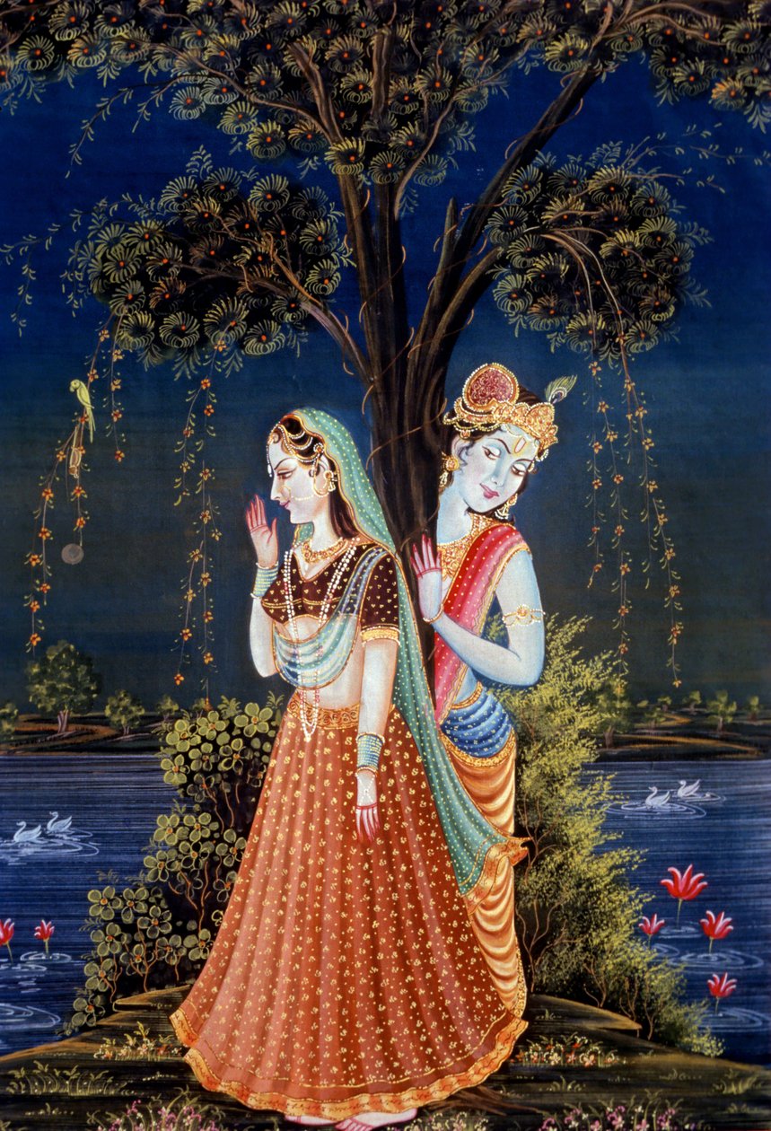 Miniaturowe obrazy Radha Krishna autorstwa School Indian