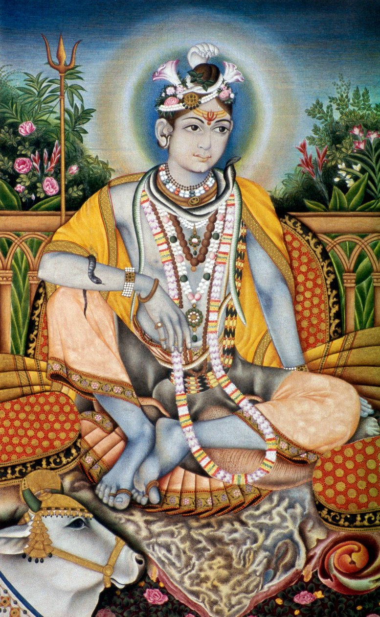 Rajrajeswer (Lord Shiva Shanker) Miniatura malowana na papierze autorstwa School Indian