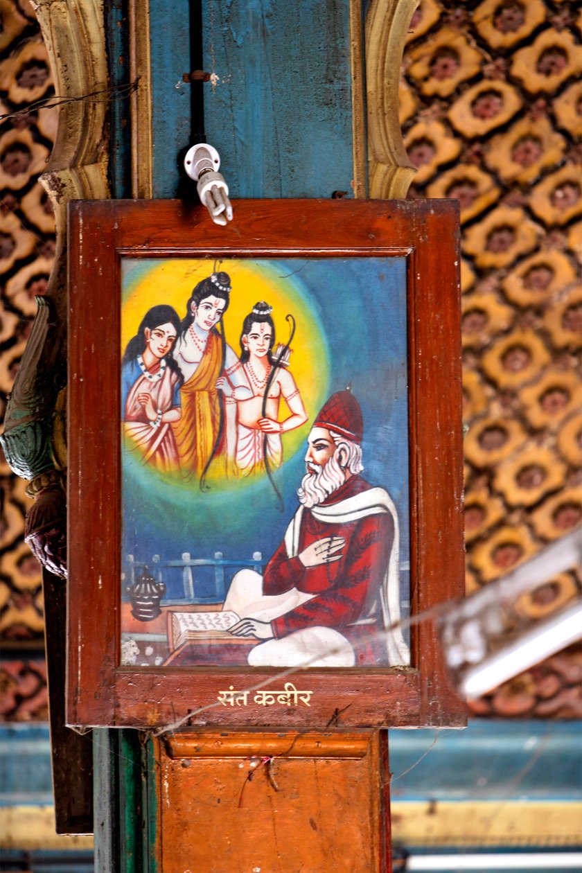 Saint Kabir, Shree Ram Mandir, Maharashtra (olej na panelu) autorstwa School Indian