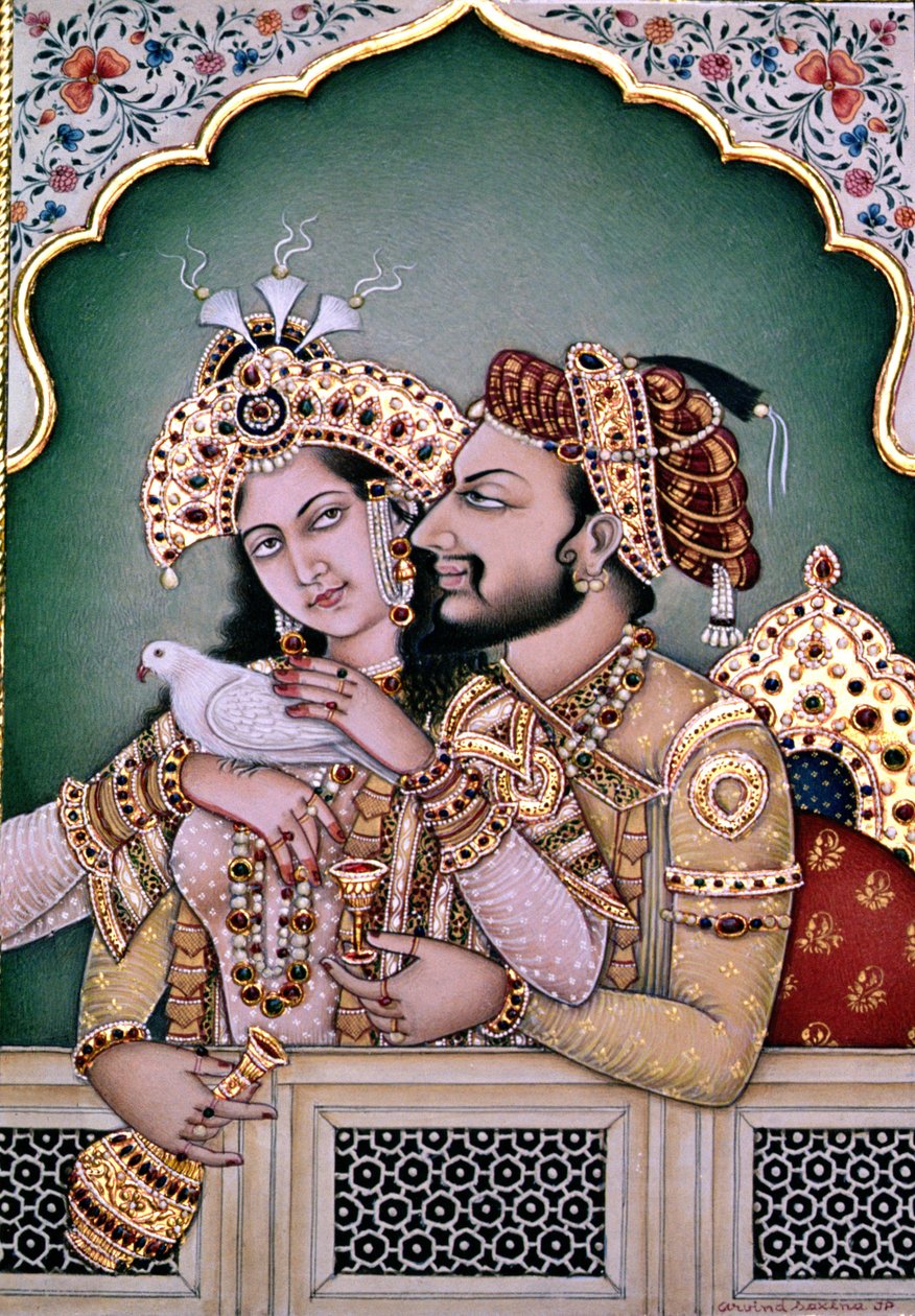 Shah Jahan (1592-1666) i jego żona, Arjumand Banu Begum (zm. 1631) Mumtaz-i Mahal autorstwa School Indian