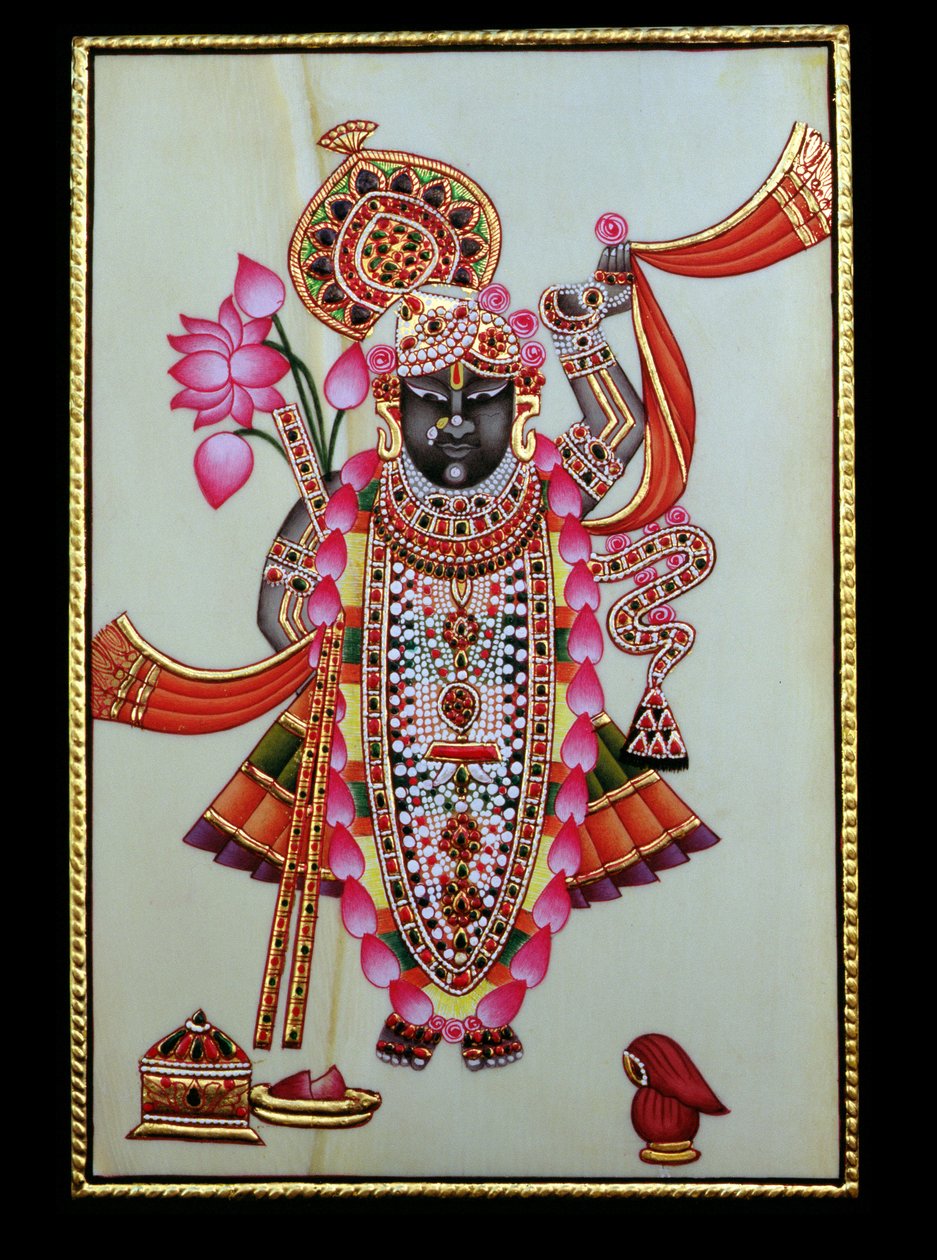 Shrinathji (Kryszna) (obraz na kości słoniowej) autorstwa School Indian