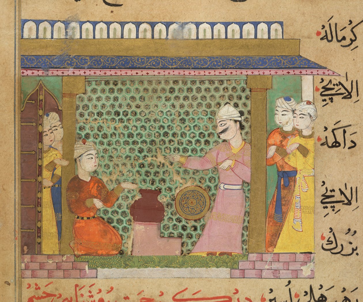 Sultan Ghiyath al-Din nadzoruje przygotowywanie leków, z The Ni