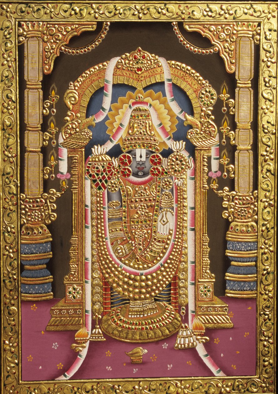 Tirupati Balaji z wytłoczonym złotem Indie Azja autorstwa School Indian