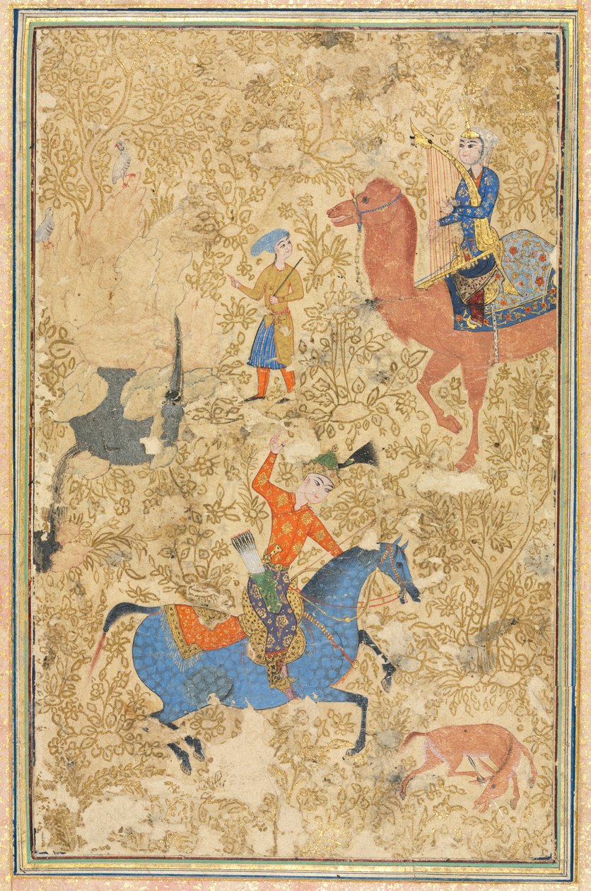 Bahram Gur i Azada, z Shahnamy (Księgi Królów) Firdausi (940-1019 lub 1025) autorstwa School Iranian