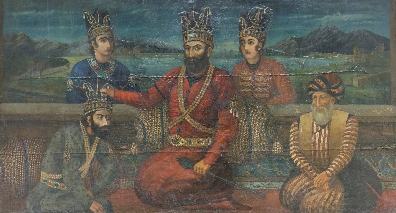 Koronacja Mohammada Shaha Gurkani przez Nadera Shaha, Abolhassana (olej na płótnie) autorstwa School Iranian