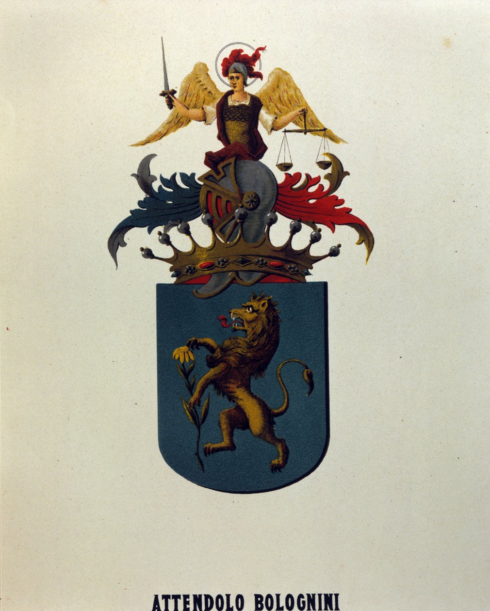 Herb rodziny Attendolo Bolognini z Mediolanu z lwem "dragonne". autorstwa School Italian
