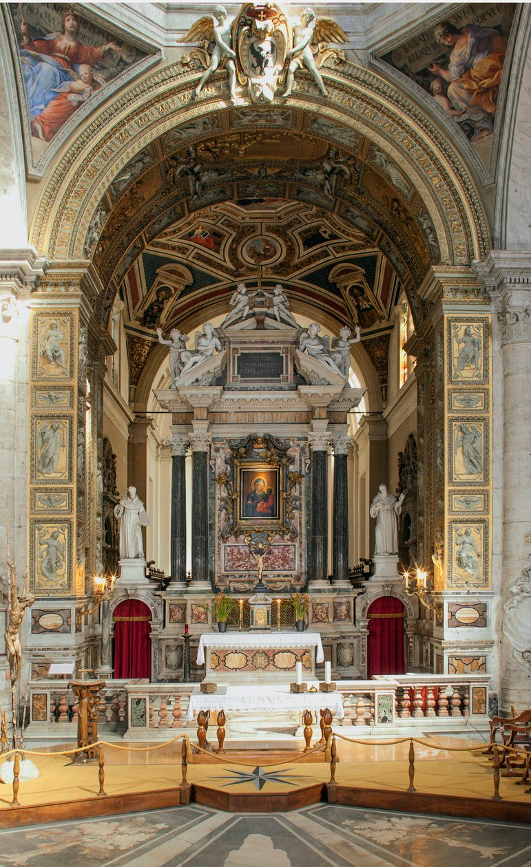 Widok wnętrza bazyliki Santa Maria del Popolo (Widok wnętrza kościoła Santa Maria del Popolo) XV-XVII w. Rzym Włochy autorstwa School Italian