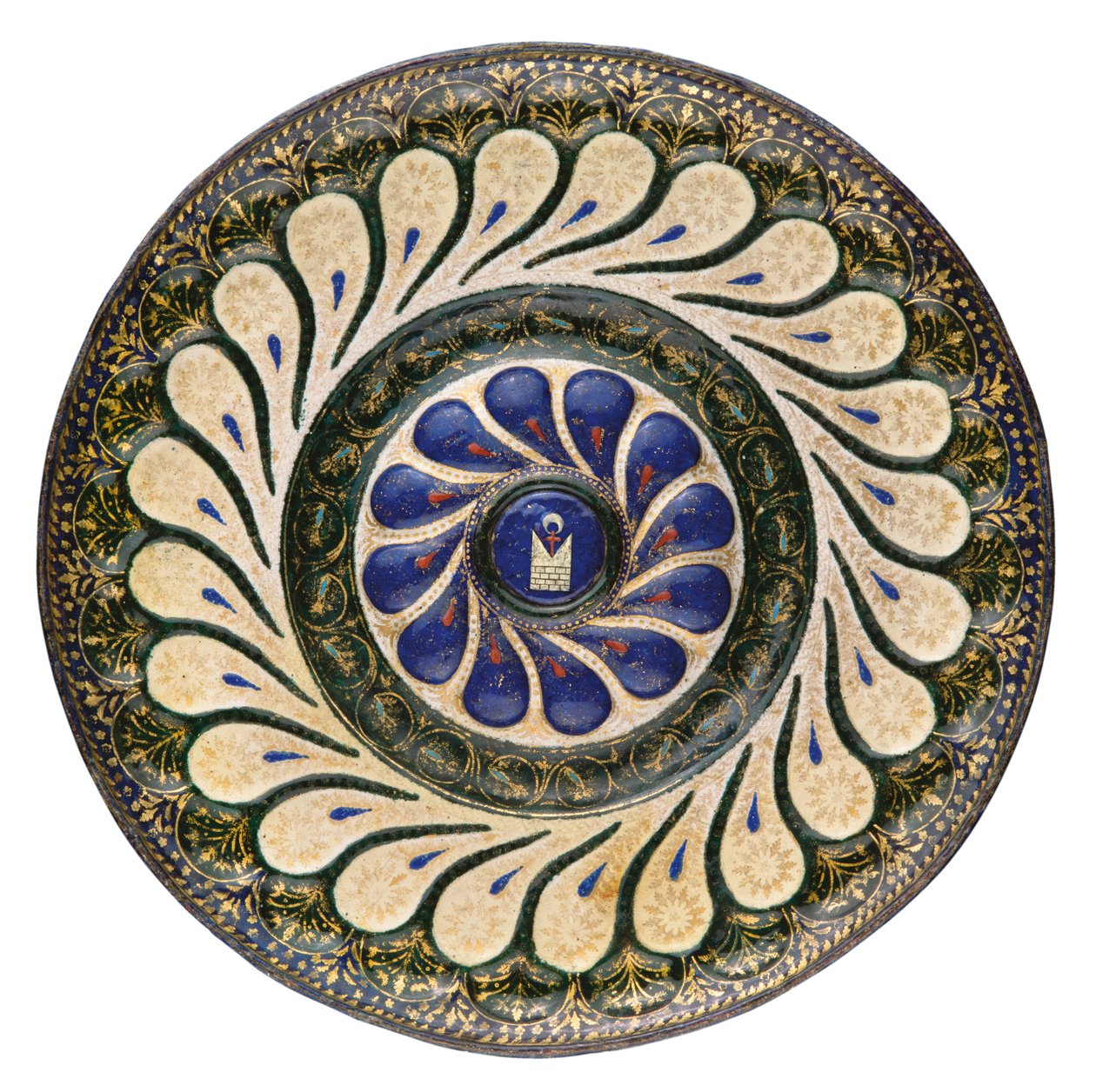 Okrągły talerz polichromowany, wenecki, ok. 1500 (emalia paczko-pozłacana) autorstwa School Italian