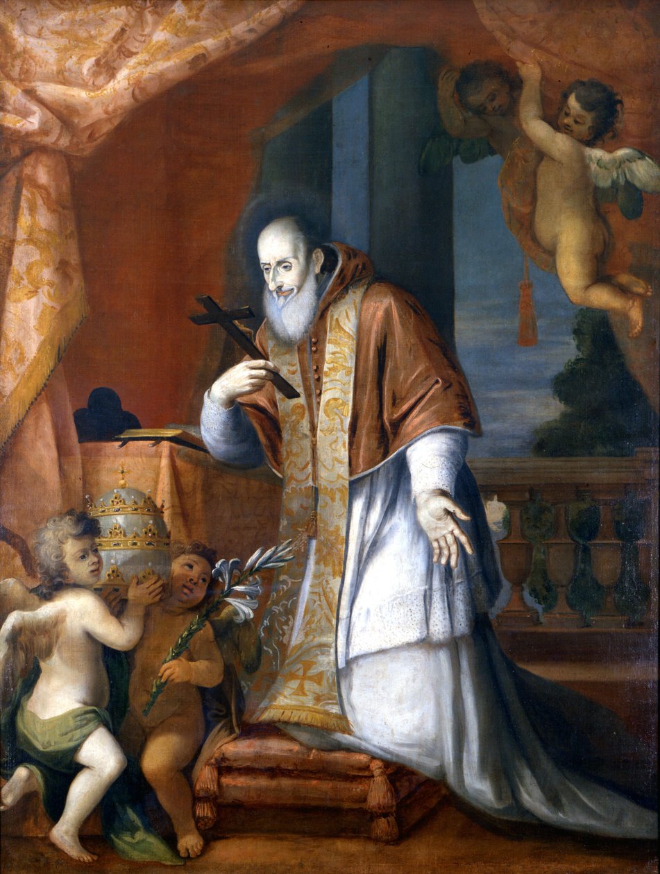 Papież Pius V (1504-1572). Anonimowy obraz z kościoła lombardzkiego. autorstwa School Italian