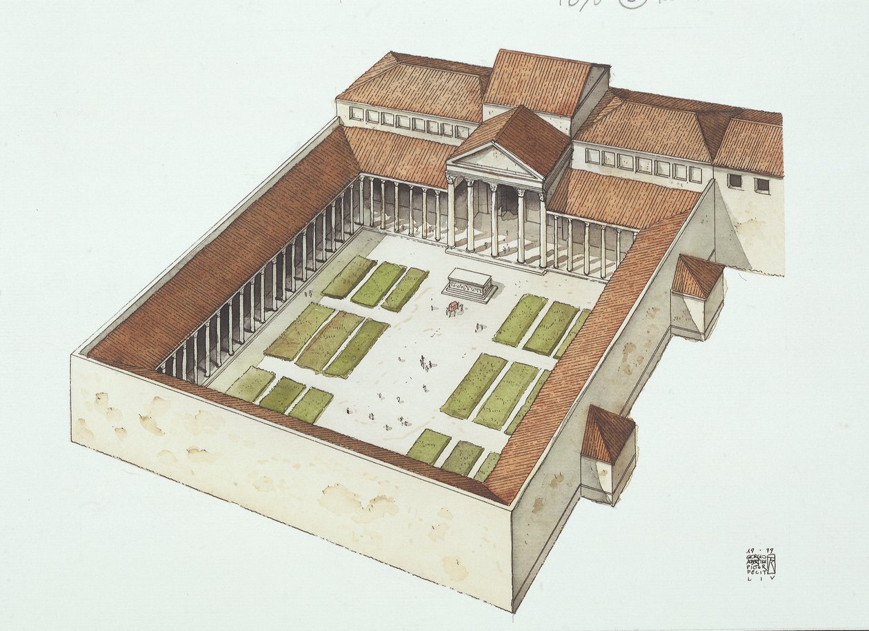 Zrekonstruowane Forum zbudowane przez Titus Flavius Vespasianus (kolor lito) autorstwa School Italian