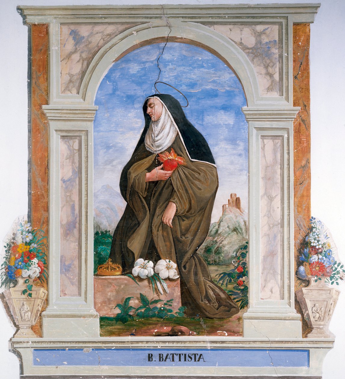 Przedstawienie Camilli Battista da Varano (1458-1524) Anonimowy fresk. Camerino, klasztor Santa Chiara, Włochy autorstwa School Italian