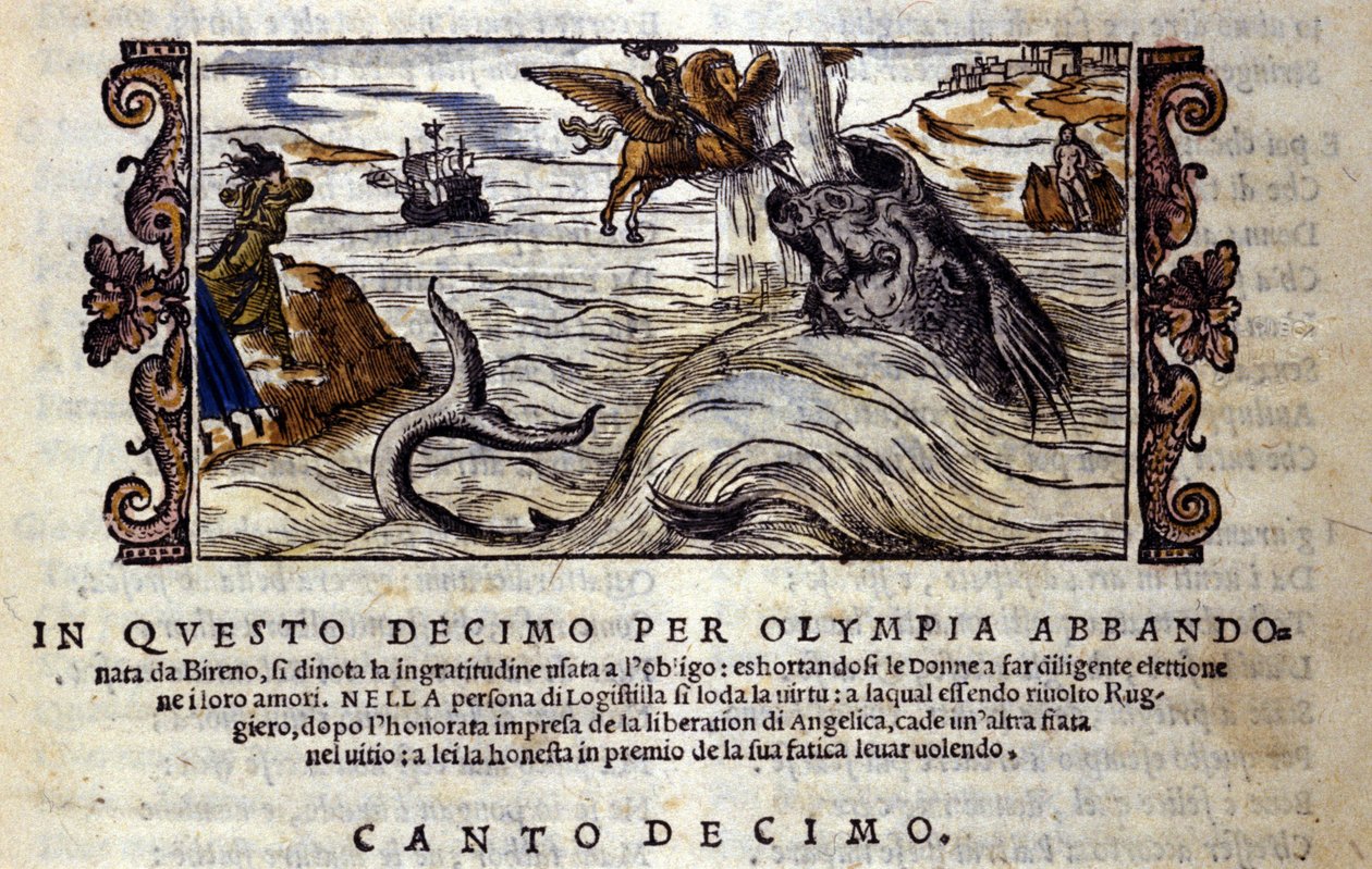 Scena z rycerskiego poematu „Orlando Furioso” (Wściekły Roland) Ludovico Ariosto (1474 - 1533) X L